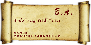 Brázay Alícia névjegykártya